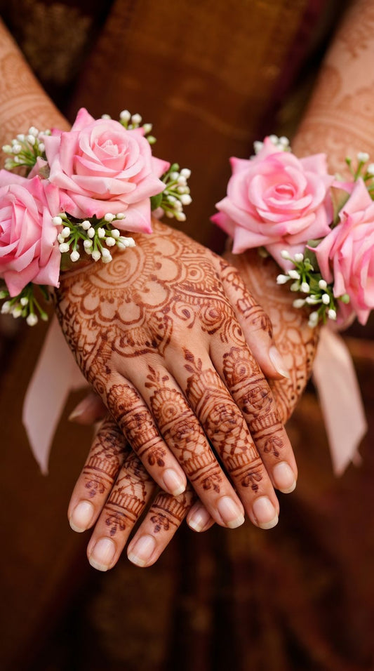 Mehndi Mayo Flower Hand Bracelet (Pair) A-6024