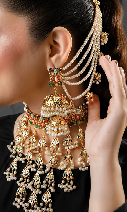 Hyedrabadi Bridal chokar set -2406 with Shara Jhumka & Tika