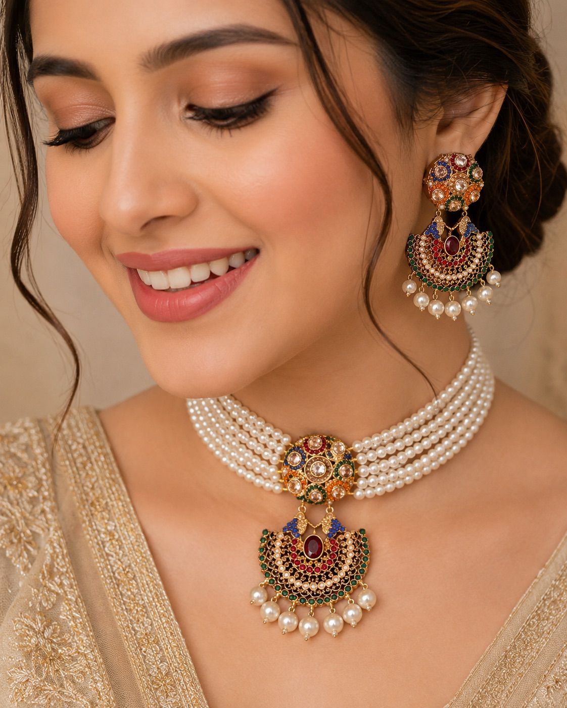 HASEEN Noratan Chokar set Chokar set with Hoops-2334