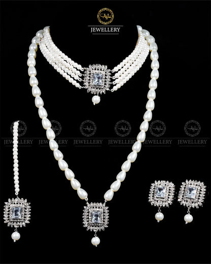 Zarcon 5 pcs combo double set -1960-Silver Nayab Jewellery