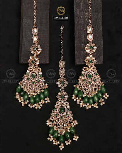 Zarq kundan Earrings Tika-2374-Golden Nayab Jewellery